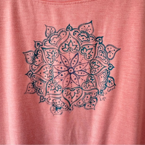 Life is Good Womens Sm Fleece Lined Mandala Print Pullover Peach Granola Casual - Picture 4 of 7